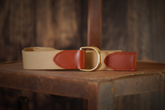 leather and cotton web belt