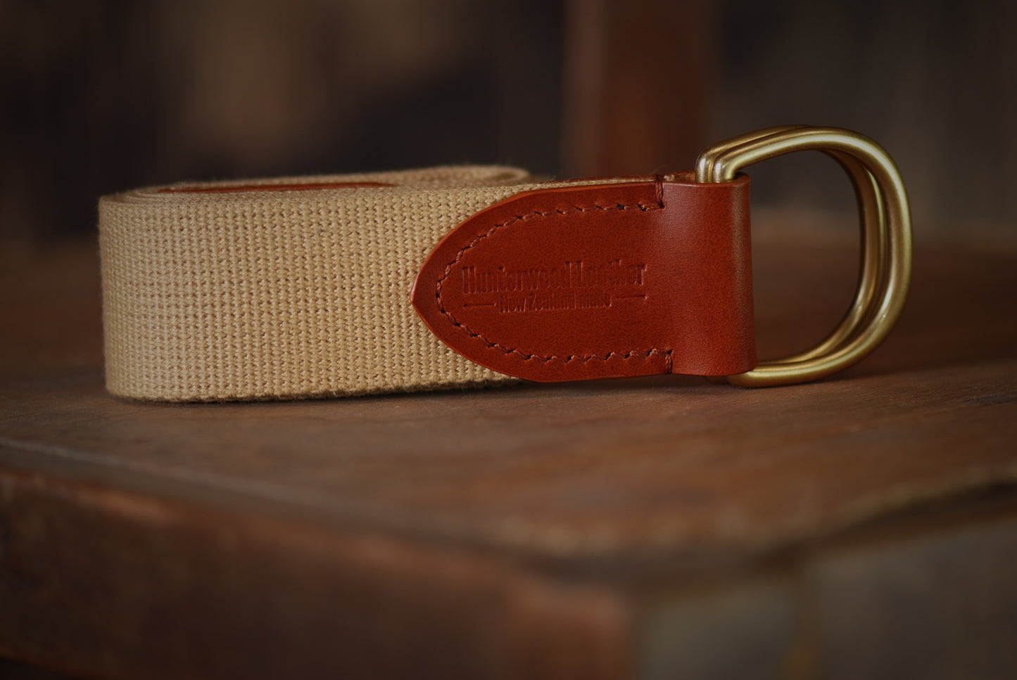 leather and cotton web belt