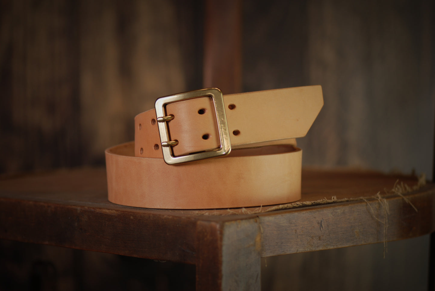 Thick leather work belt