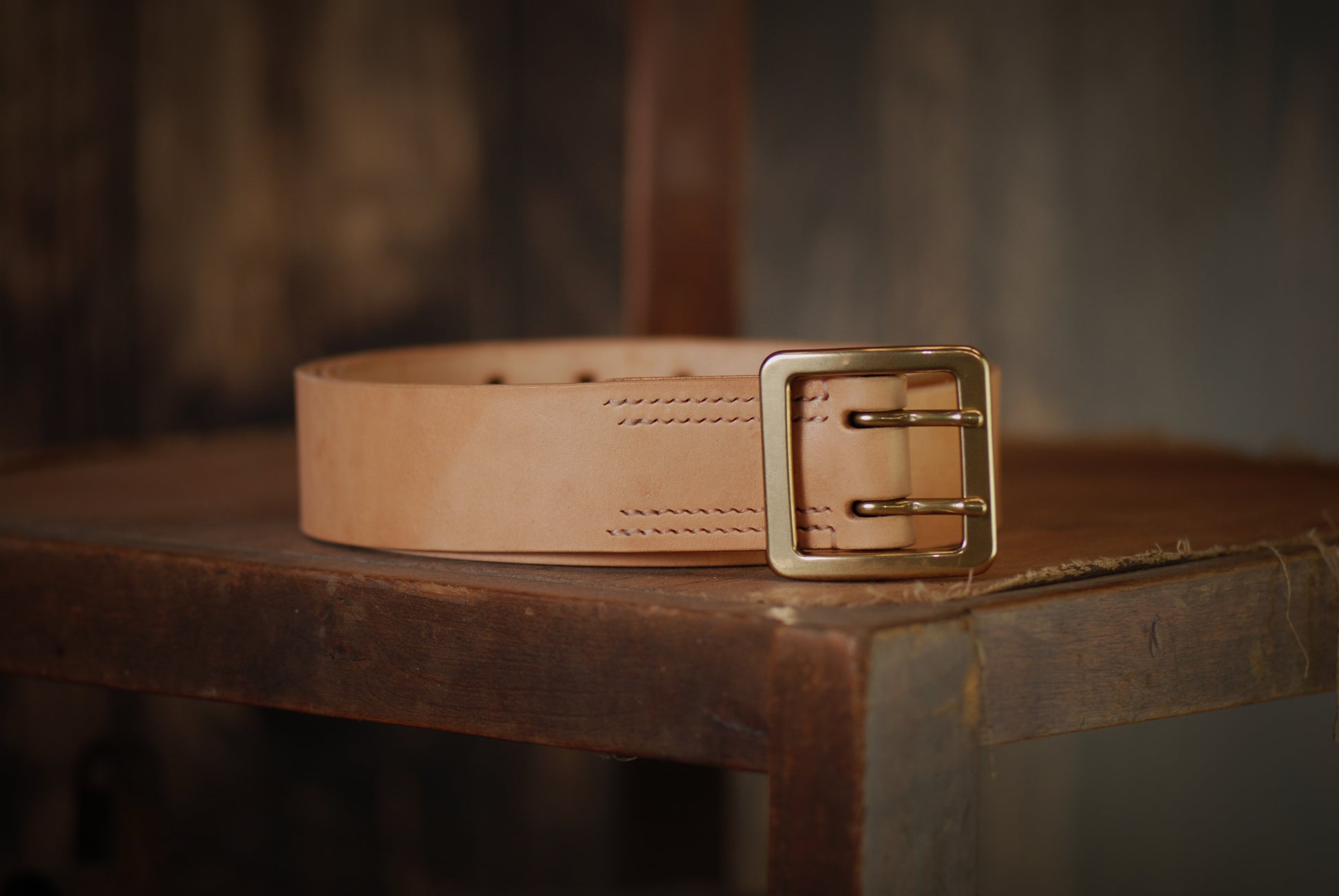 Thick leather work belt