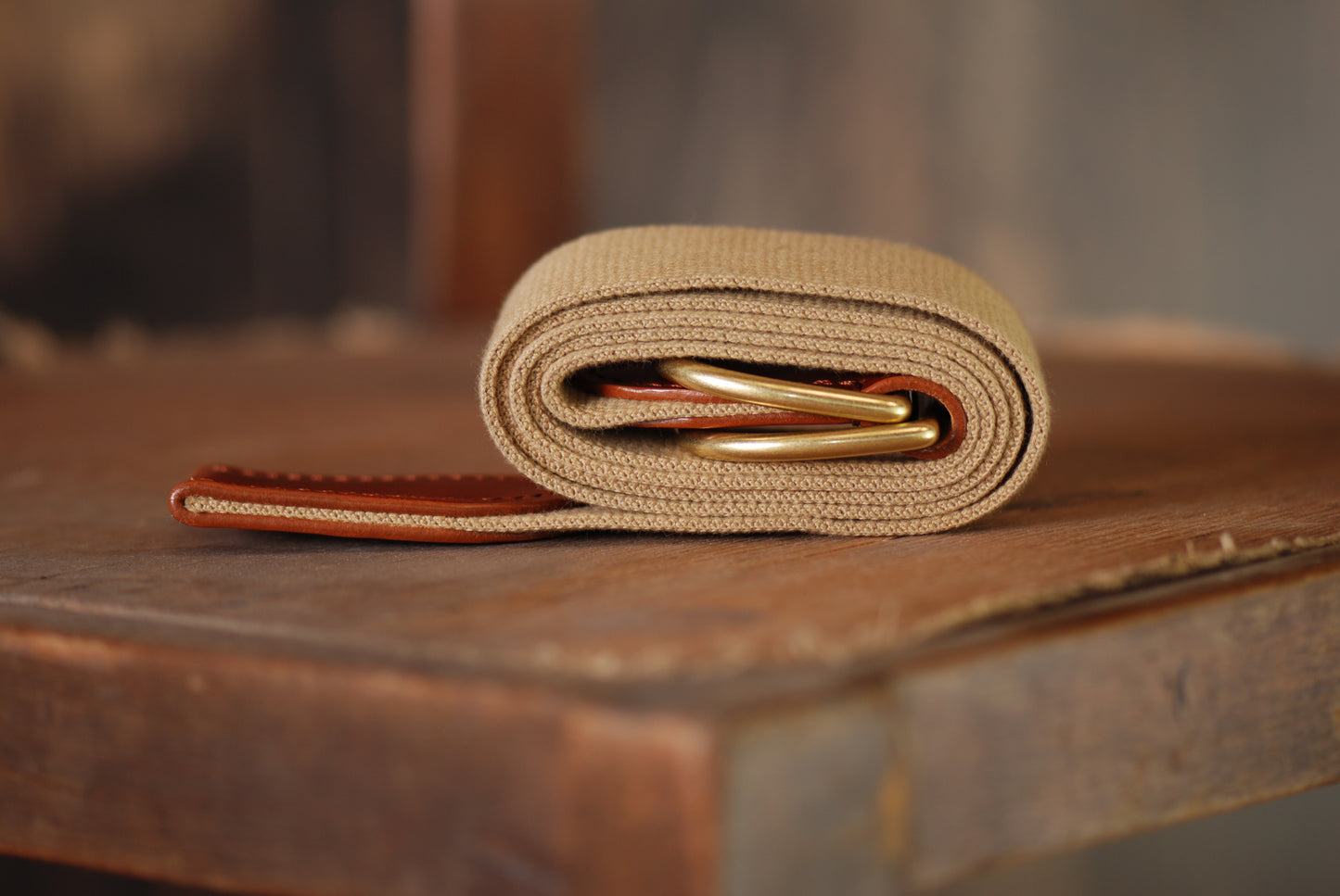 leather and cotton web belt