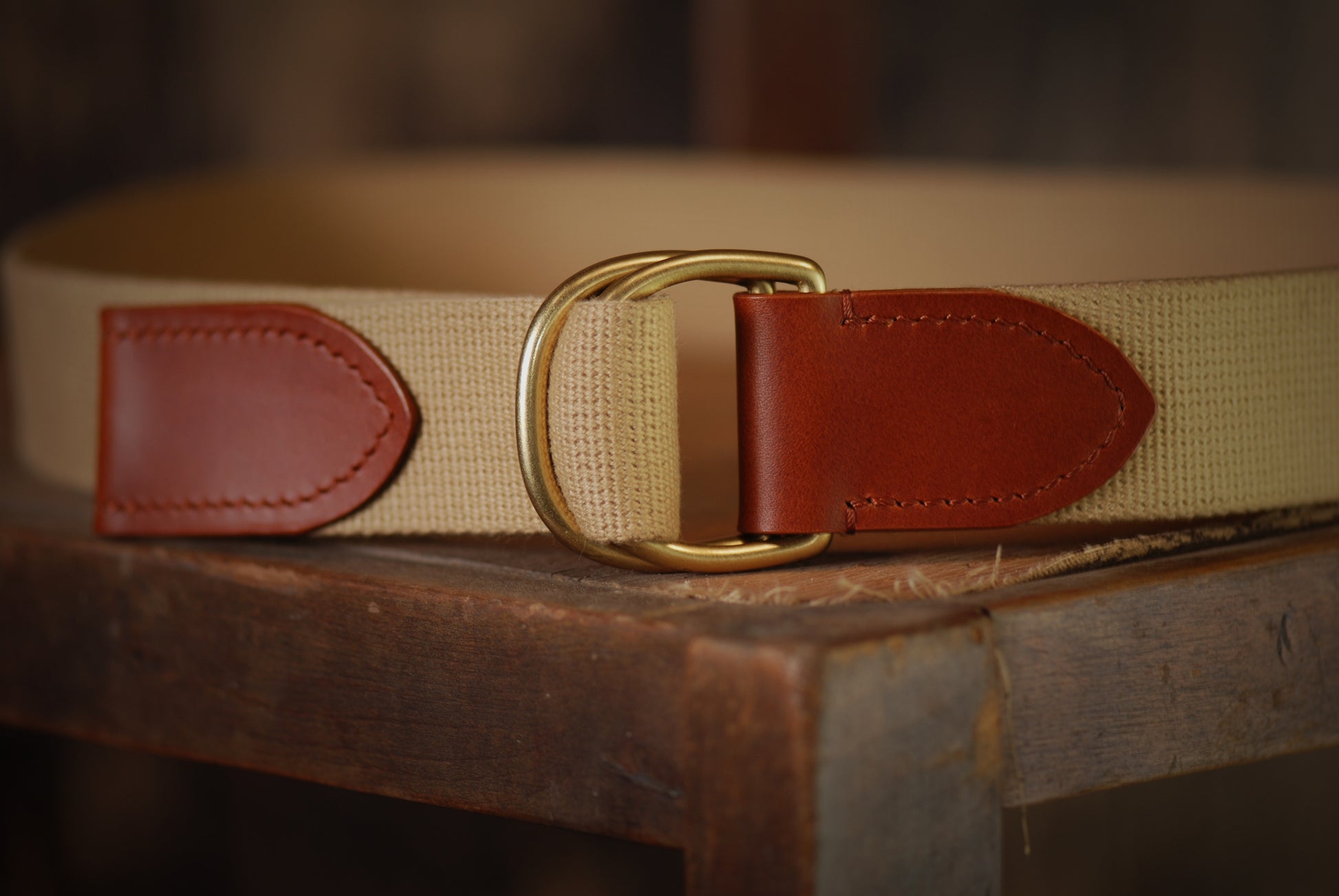 leather and cotton web belt